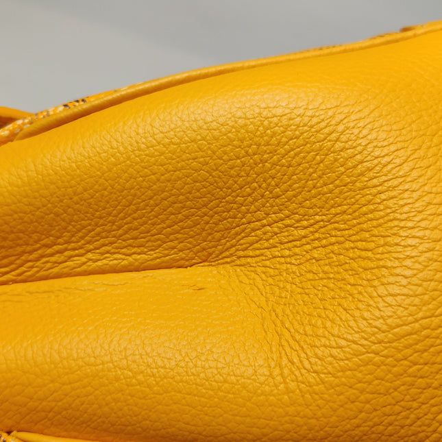 Goyard Saigon Mini Yellow Canvas and Leather Wooden Top Handle Crossbody Bag