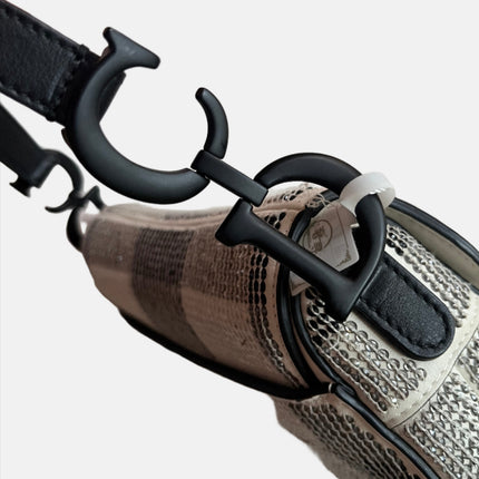 Sold Dior Saddle Mini Beaded Black and White checkered Pattern