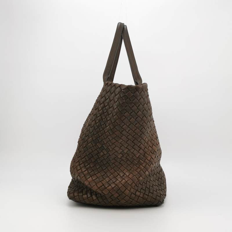 Bottega Veneta Cabat Tote Intreccio Leather Dark Chocolate Brown 42cm