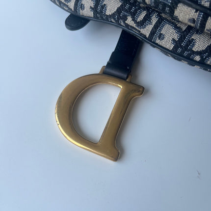 Dior Saddle Medium Navy Oblique Monogram Canvas Shoulder Bag