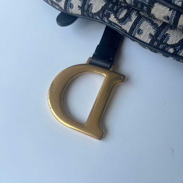 Dior Saddle Medium Navy Oblique Monogram Canvas Shoulder Bag