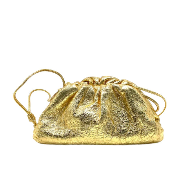 Bottega Veneta Pouch Mini Gold Lambskin Leather Crossbody Bag-Luxbags