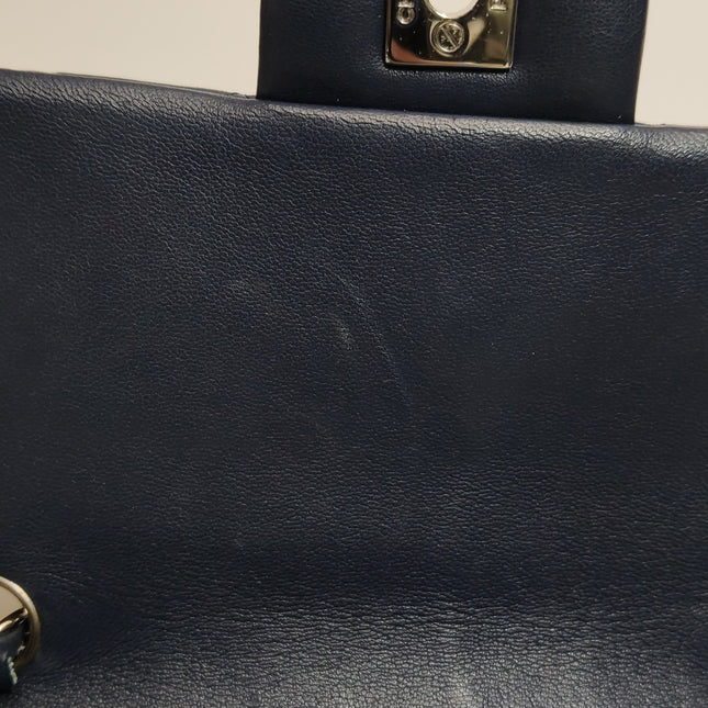 Chanel Classic Flap Mini 2020 Navy Lambskin Leather Silver Hardware