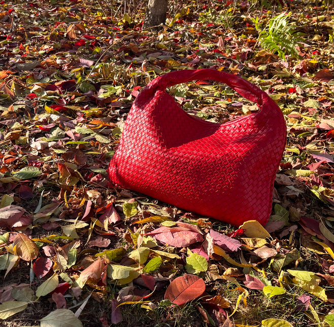 Sold Bottega Veneta Intrecciato Hobo Bag in Red leather Large-Luxbags