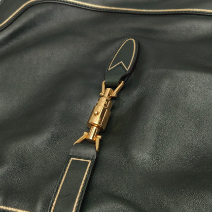 Gucci Jackie Soft Medium Green Leather Shoulder Bag With Strap
