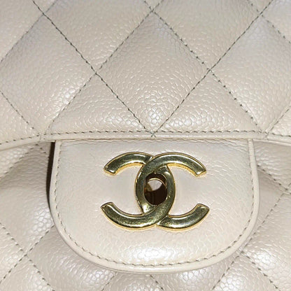 Sold Chanel Classic Flap Jumbo 2010 Beige Caviar Leather Doublr Flap Gold Hardware