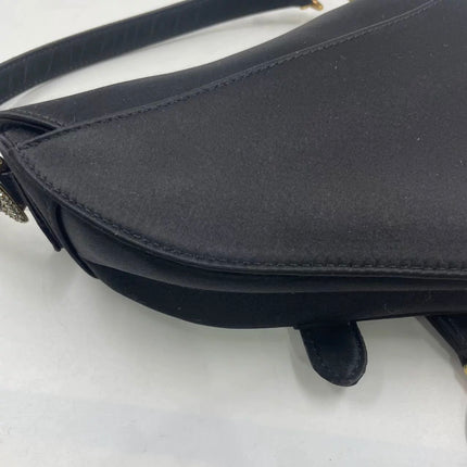 Dior Saddle Mini Silk Handbag Black with crystals