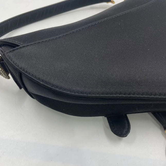 Dior Saddle Mini Silk Handbag Black with crystals