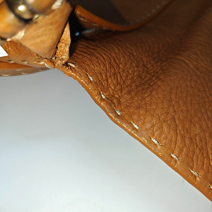 Fendi Mamma Baguette Selleria Calfskin Leather Caramel Tan Brown Shoulder Bag