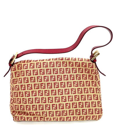 Fendi Mamma Baguette Red Classic Zucchino Monogram Shoulder Bag