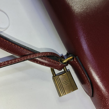 Hermes Kelly 32 Sellier Burgundy Box Leather Gold HW 1987