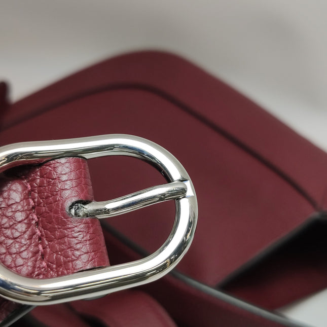 Gucci Jackie 1961 Burgundy Large Pebbled Leather Shoulder Bag with Strap