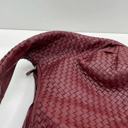 Sold Bottega Veneta Belly Hobo Intrecciato Burgundy Ancora Red Medium 45cm