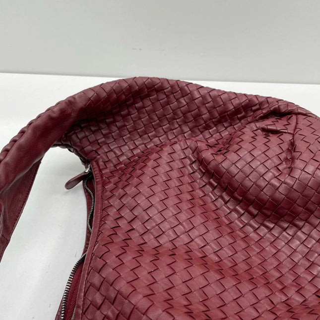 Sold Bottega Veneta Belly Hobo Intrecciato Burgundy Ancora Red Medium 45cm