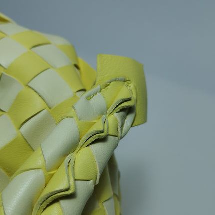 Bottega Veneta Teen Jodie Yellow White Checkered Intrecciato Leather
