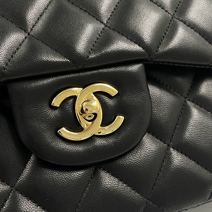 Sold Chanel Classic Flap Jumbo 2012 Black Lambskin Leather Double Flap with Gold Hardware