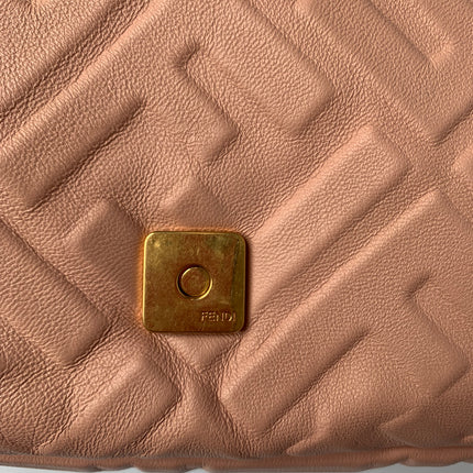 Sold FENDI Baguette Rosa Bourbon Pink Leather 3D FF Motif Crossbody bag