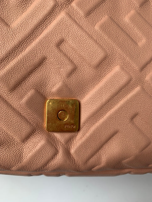 Sold FENDI Baguette Rosa Bourbon Pink Leather 3D FF Motif Crossbody bag