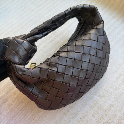 Bottega Veneta Jodie Mini Fondant Dark Chocolate Brown Lambskin Leather Clutch Bag