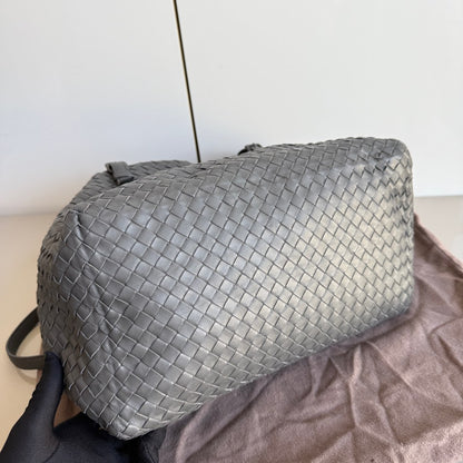 Bottega Veneta Cesta Shopper Tote Nappa Intrecciato Leather Grey Small