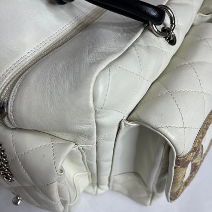 Chanel Cambon Multi-pocket Ligne Reporter Bag Large White Calfskin Leather