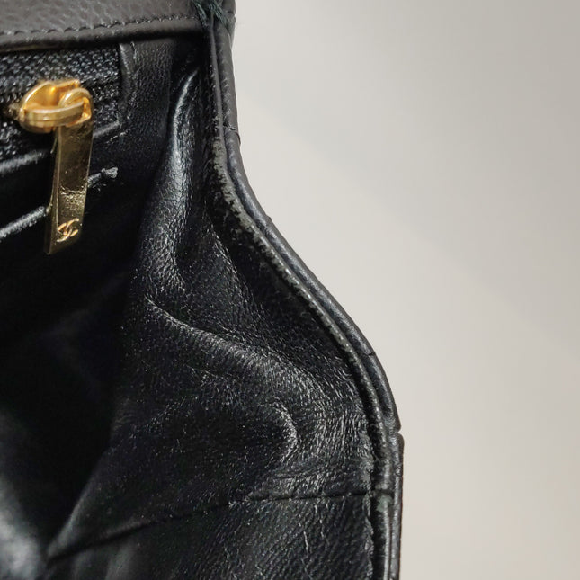 Chanel Classic Flap Jumbo Black Caviar Leather Single Flap 24k Gold Hardware 2008