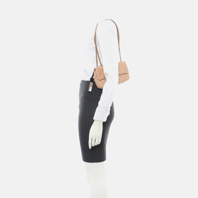 Sold Chanel Classic Flap 2014-2015 Beige Lambskin Leather Mini Crossbody Bag