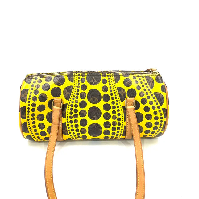 Louis Vuitton x Kusama Papillon 28 Yellow Polka Dots Handbag