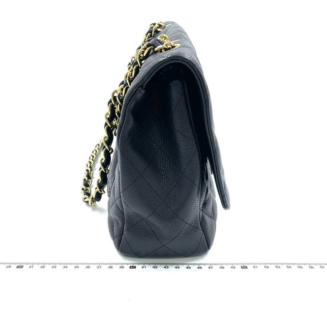 Chanel Classic Flap Jumbo 2009 Black Caviar Leather Single Flap Gold Hardware