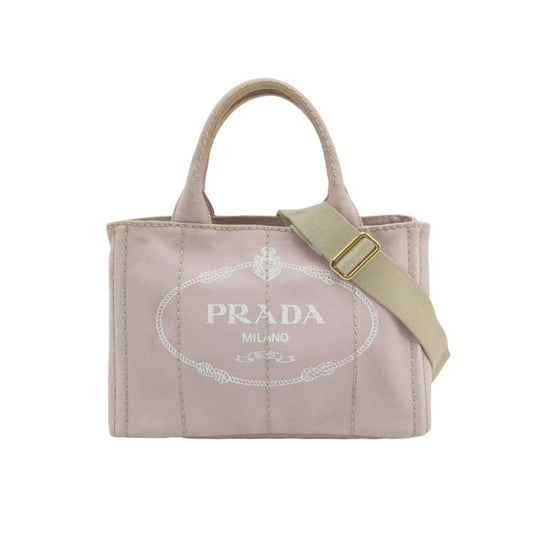 Prada Canape Canvas Tote Small Pink Top Handle Bag with Strap-Luxbags