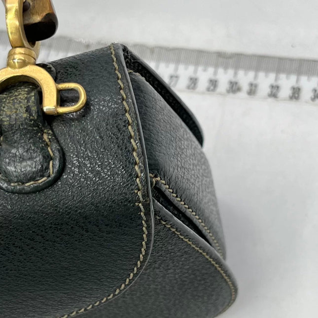 Gucci Bamboo 1947 Top Handle Bag Leather Small Dark Green