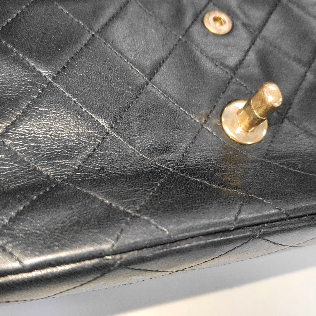 Chanel Classic Flap Vintage Black Lambskin Leather with 24k Gold Hardware, 1989-1991