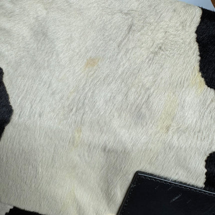 Fendi Mamma Baguette Large Pony hair in Cow Print Black and White