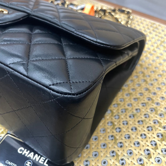Chanel Classic Flap Jumbo Black Lambskin Leather Double Flap Gold Hardware, 2017-18