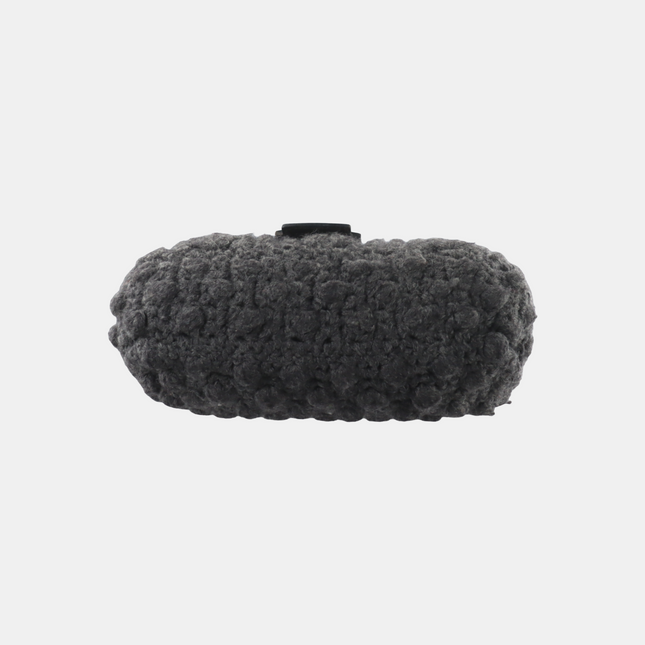 Fendi Baguette Bag Grey Crochet Knit Wool Pompom Shoulder Bag