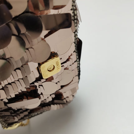 Fendi Nano Baguette Charm Pink Sequins Satin Interior Chain Strap