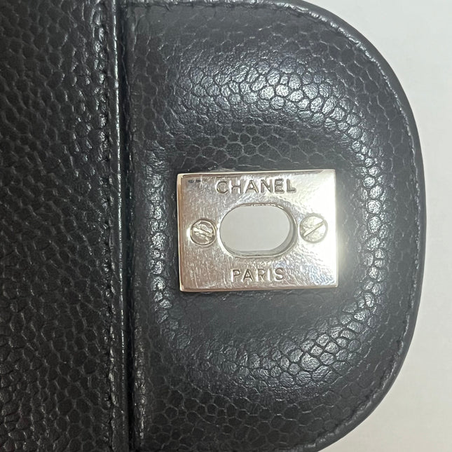 Chanel Classic Flap Jumbo 2009 Black Caviar Leather Single Flap Silver Hardware