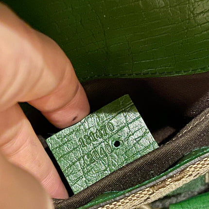 Gucci Horsebit 1955 Chain Bag Gucci Monogram Green Leather and Gold Studs
