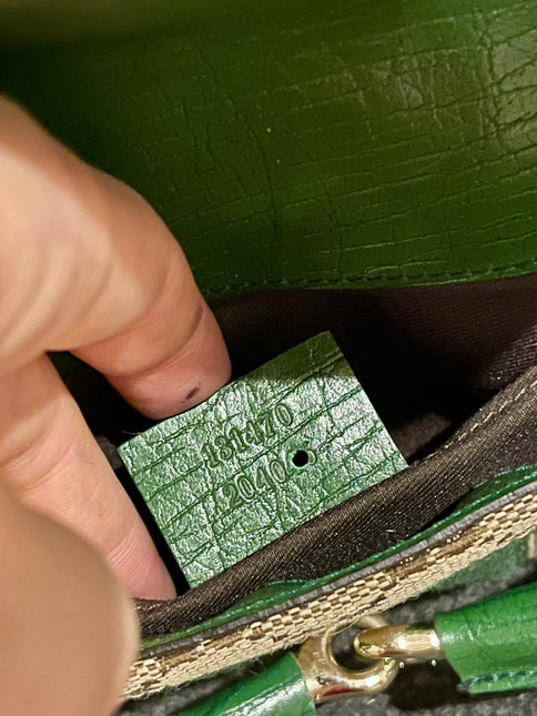 Gucci Horsebit 1955 Chain Bag Gucci Monogram Green Leather and Gold Studs