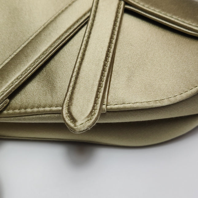 Dior Saddle Mini Silk Handbag Light Gold with crystals