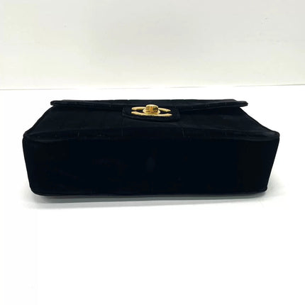 Chanel Classic Flap Maxi Black Velvet Leather Giant Gold CC Logo