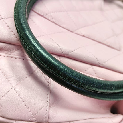 Chanel Cambon Large Pink Calfskin Leather Double Strap Handbag