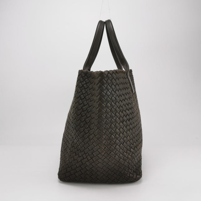 Bottega Veneta Cabat Tote Intreccio Leather Dark Chocolate Brown 45cm