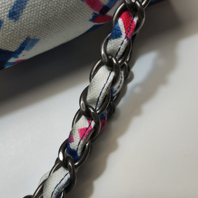 Sold Chanel Airline XXL Artsy Printed Canvas Single Flap Double Chain Bag Multicolor