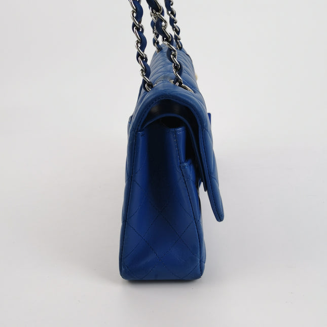 Chanel Timeless Classic Flap Medium Blue Lambskin Leather Silver Hardware
