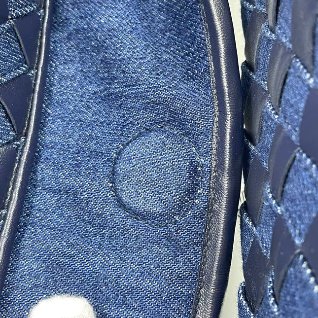 Bottega Veneta Hop Large Leather and Denim Intrecciato Navy Hobo Bag 55cm