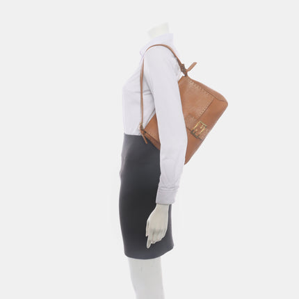 Fendi Mamma Baguette Selleria Calfskin Leather Caramel Tan Brown Shoulder Bag