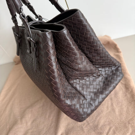 Bottega Veneta Roma Large Intrecciato Nappa Leather Dark Brown 35cm