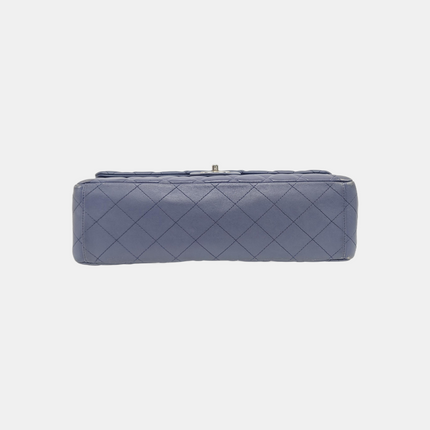 Chanel Classic Flap Maxi Ash Navy Lambskin Leather Double Flap Silver Hardware 2011