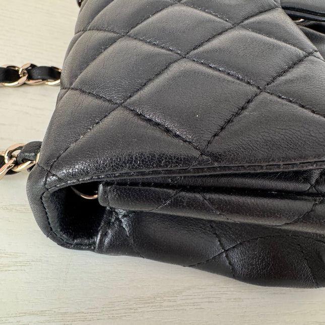 Chanel Classic Flap Rectangular Mini Black Lambskin Leather Gold Hardware